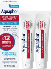 Aquaphor Children's Itch Relief Ointment, 1% Hydrocortisone Anti Itch Ointment for Skin Irritation, Insect Bites, Psoriasis, Skin Rashes Eczema & Poison Ivy, Fragrance Free, 1 Oz Tube, Pack of 2