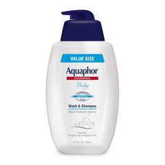 Aquaphor Baby Wash and Shampoo, Unscented Baby Shampoo and Wash, 25.4 Fl Oz Pump Bottle (Pack of 12)
