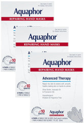 Aquaphor Repairing Hand Masks, Moisturizing Gloves for Dry Hands, Moisturizer for Dry Skin with Avocado Oil and Shea Butter, Pack of 18