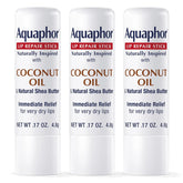 Aquaphor Naturally Inspired Lip Repair Stick with Coconut Oil and Natural Shea Butter, Hydrating Lip Balm Immediately Relieves Dryness and Soothes Chapped Lips, 0.17 Oz Stick, Pack of 3