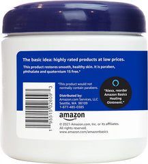 Amazon Basics Healing Ointment & Skin Protectant for Dry & Cracked Skin, Chapped Lips, Minor Cuts and Scrapes, Lip Repair Moisturizer, Fragrance Free, 14 oz, 4-Pack