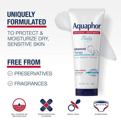 Aquaphor Baby Healing Ointment Advanced Therapy Skin Protectant, Dry Skin and Diaper Rash Ointment, 7 Oz Tube