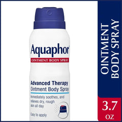 Aquaphor Advanced Therapy Ointment Body Spray, Fragrance Free, Hypoallergenic, Spray Moisturizer for Dry Skin, Moisturizes and Heals Dry, Rough Skin, 3.7 Oz Can (Pack of 2)