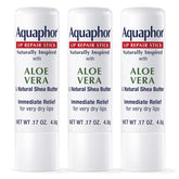 Aquaphor Naturally Inspired Lip Repair Stick with Aloe Vera and Natural Shea Butter, Hydrating Lip Balm Immediately Relieves Dryness and Soothes Chapped Lips, 0.17 Oz Stick, Pack of 3