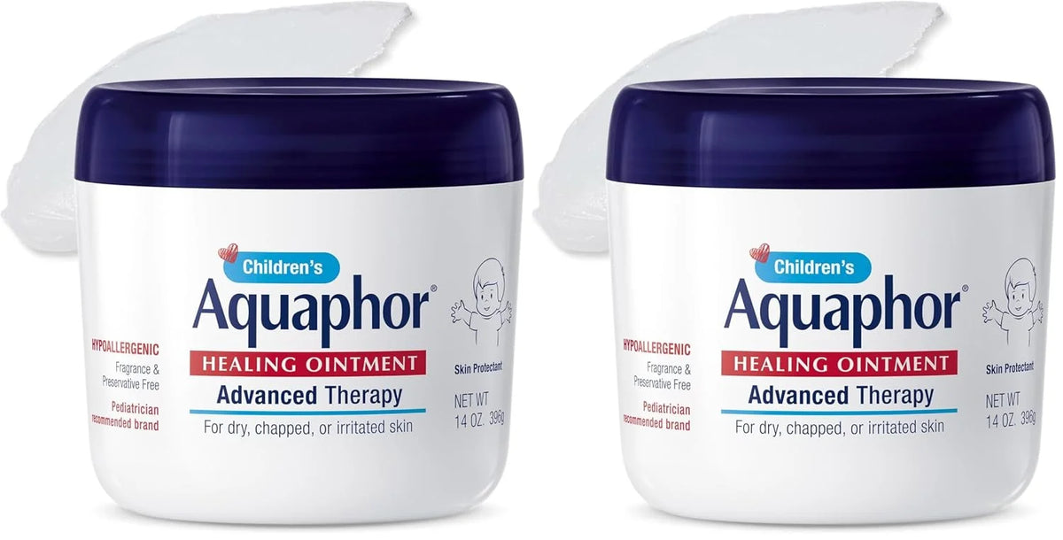 Aquaphor Children's Advanced Therapy Healing Ointment, 41% Petrolatum Skin Protectant Ointment for Minor Wound Care, Chapped or Cracked Skin and Lips, 14 Oz Jar (Pack of 2)