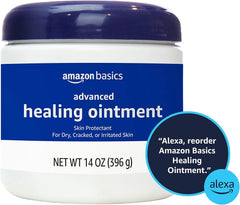 Amazon Basics Healing Ointment & Skin Protectant for Dry & Cracked Skin, Chapped Lips, Minor Cuts and Scrapes, Moisturizing Barrier Cream, Fragrance Free, 14 oz, 1-Pack