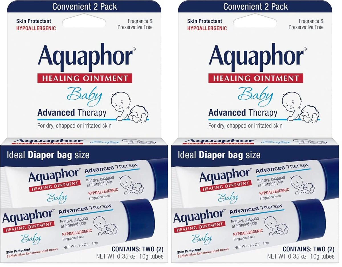 Aquaphor Baby Healing Ointment, To-Go Pack | Advanced Therapy | For Chapped Cheeks | For Diaper Rash | 2 Count Pack