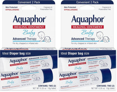 Aquaphor Baby Healing Ointment, To-Go Pack | Advanced Therapy | For Chapped Cheeks | For Diaper Rash | 2 Count Pack