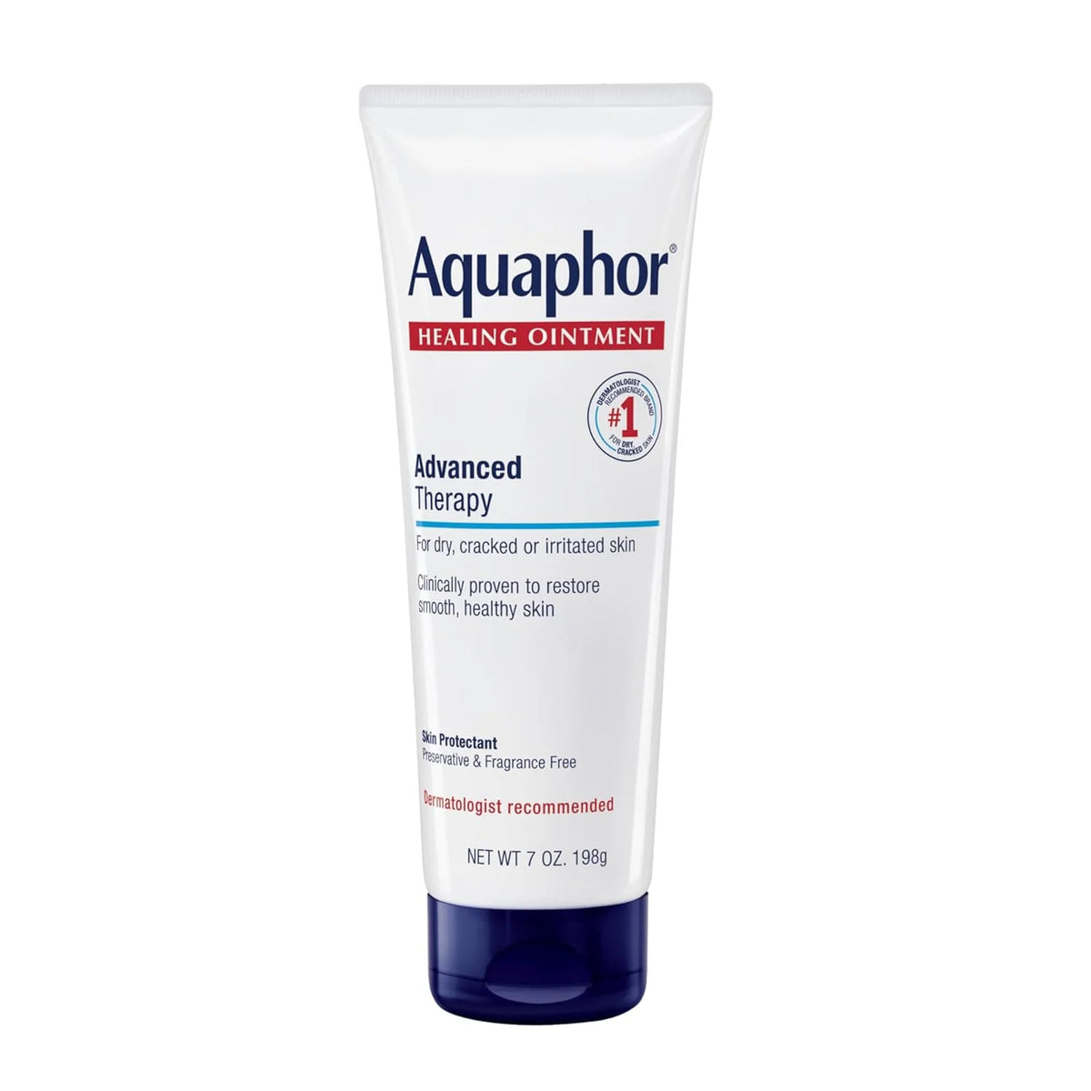 Aquaphor Healing Ointment Advanced Therapy Skin Protectant, Dry Skin Body Moisturizer, 7 Oz Tube (Pack of 12)