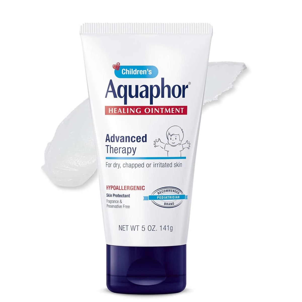 Aquaphor Children's Advanced Therapy Healing Ointment, 41% Petrolatum Skin Protectant, Minor Wound Care, Chapped or Cracked Skin and Lips, 5 Oz Tube